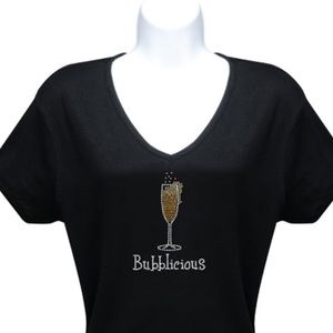 Bubblicious rhinestone top Mimosa Champagne Bedazzled Diamond shirt
